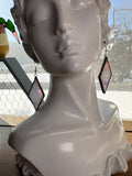 Opalescent Pink 2” Rhombus Stained Glass Earrings