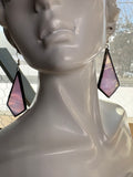 Opalescent Pink 2” Kite Stained Glass Earrings