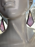 Opalescent Pink 2” Kite Stained Glass Earrings