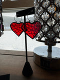 1.5” Cherry Red  Heart Earrings on Hoops