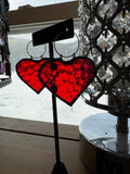 1.5” Cherry Red  Heart Earrings on Hoops