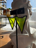 2” Chartreuse “Shield” Stained Glass Earrings