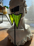 2” Chartreuse “Shield” Stained Glass Earrings
