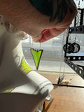 2” Chartreuse “Shield” Stained Glass Earrings